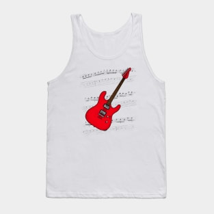 Guitar Tab Electric Guitarist Music Notation Musician (Red) Tank Top